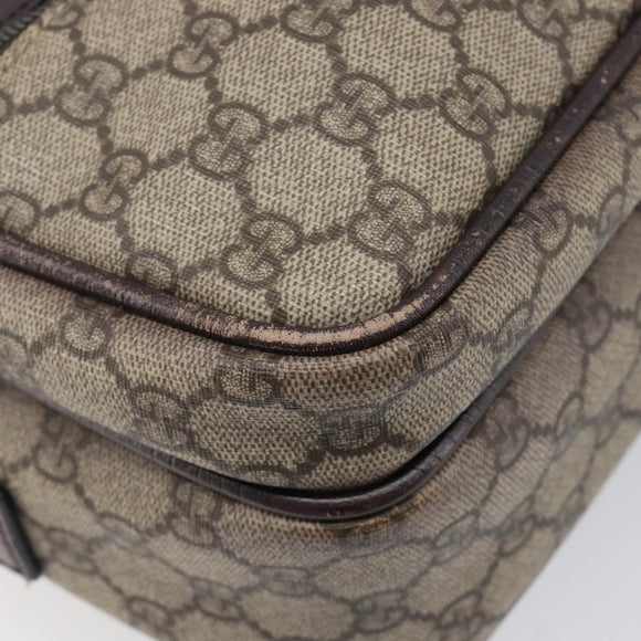 GUCCI GG Supreme Shoulder Bag PVC Beige Silver 114531 Auth BA15711