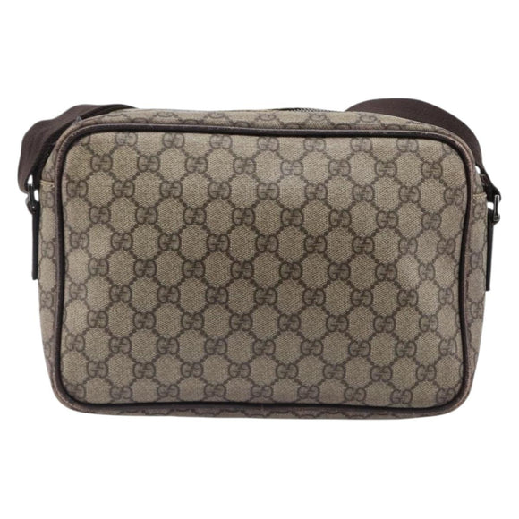 GUCCI GG Supreme Shoulder Bag PVC Beige Silver 114531 Auth BA15711