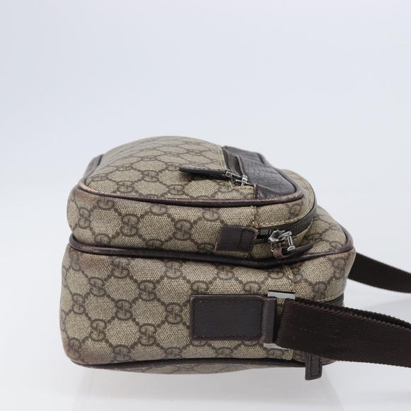 GUCCI GG Supreme Shoulder Bag PVC Beige Silver 114531 Auth BA15711