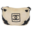CHANEL Chanel Sports Shoulder Bag Canvas Beige Silver CC Auth BA15714-2