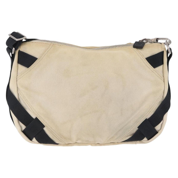 CHANEL Chanel Sports Shoulder Bag Canvas Beige Silver CC Auth BA15714