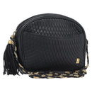 BALLY Chain Shoulder Bag Leather Black Gold Auth BA15717-1
