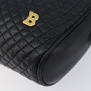 BALLY Chain Shoulder Bag Leather Black Gold Auth BA15717-12
