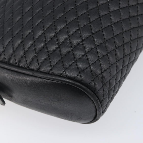 BALLY Chain Shoulder Bag Leather Black Gold Auth BA15717