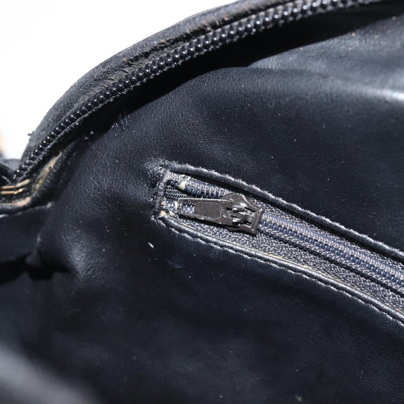 BALLY Chain Shoulder Bag Leather Black Gold Auth BA15717