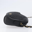 BALLY Chain Shoulder Bag Leather Black Gold Auth BA15717-4