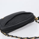 BALLY Chain Shoulder Bag Leather Black Gold Auth BA15717-6