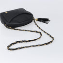 BALLY Chain Shoulder Bag Leather Black Gold Auth BA15717-7