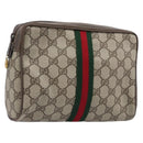 GUCCI GG Supreme Web Sherry Line Clutch Bag PVC Beige 75 01 012 Auth BA15718-1