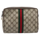 GUCCI GG Supreme Web Sherry Line Clutch Bag PVC Beige 75 01 012 Auth BA15718-2