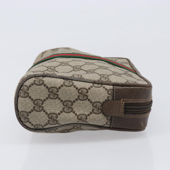 GUCCI GG Supreme Web Sherry Line Clutch Bag PVC Beige 75 01 012 Auth BA15718