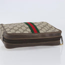 GUCCI GG Supreme Web Sherry Line Clutch Bag PVC Beige 75 01 012 Auth BA15718-6