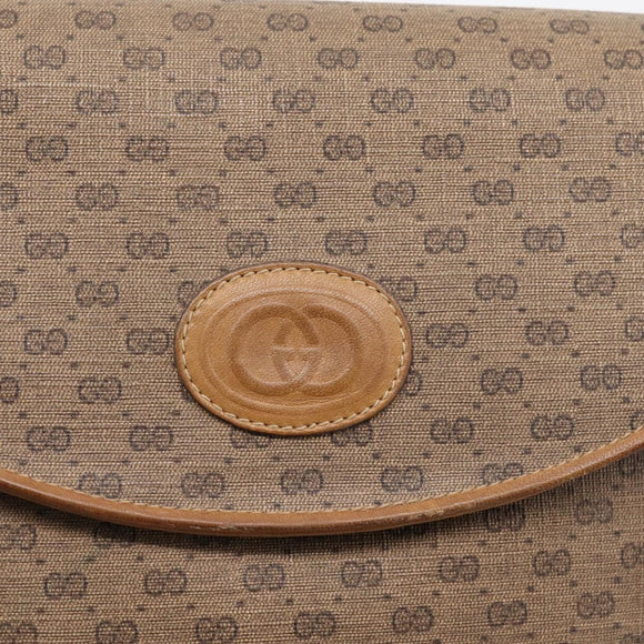 GUCCI Micro GG Supreme Shoulder Bag PVC Beige Gold Auth BA15719