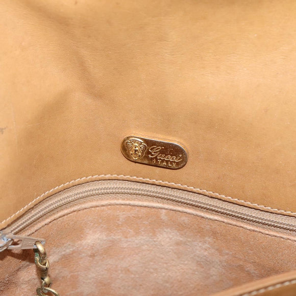 GUCCI Micro GG Supreme Shoulder Bag PVC Beige Gold Auth BA15719