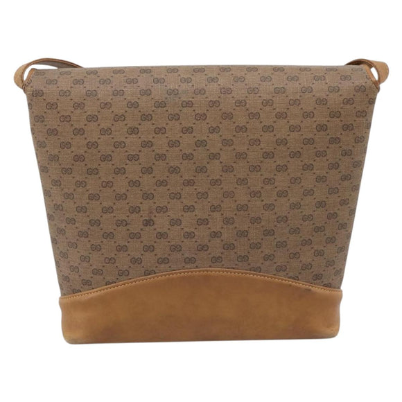 GUCCI Micro GG Supreme Shoulder Bag PVC Beige Gold Auth BA15719