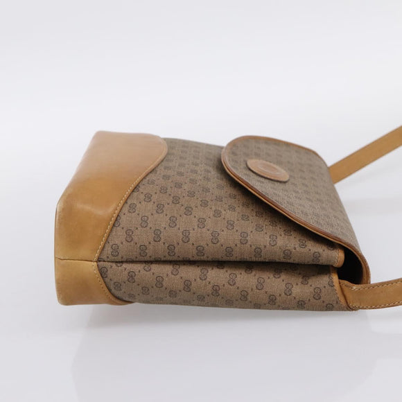GUCCI Micro GG Supreme Shoulder Bag PVC Beige Gold Auth BA15719