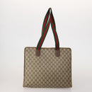 GUCCI GG Canvas Web Sherry Line Bag Leather Suede 4 Set Beige Black Auth BA15737-3