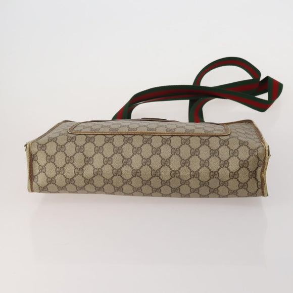 GUCCI GG Canvas Web Sherry Line Bag Leather Suede 4 Set Beige Black Auth BA15737