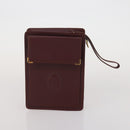 CARTIER Must Line Shoulder Bag Leather 2 Set Bordeaux Gold Auth BA15738-10
