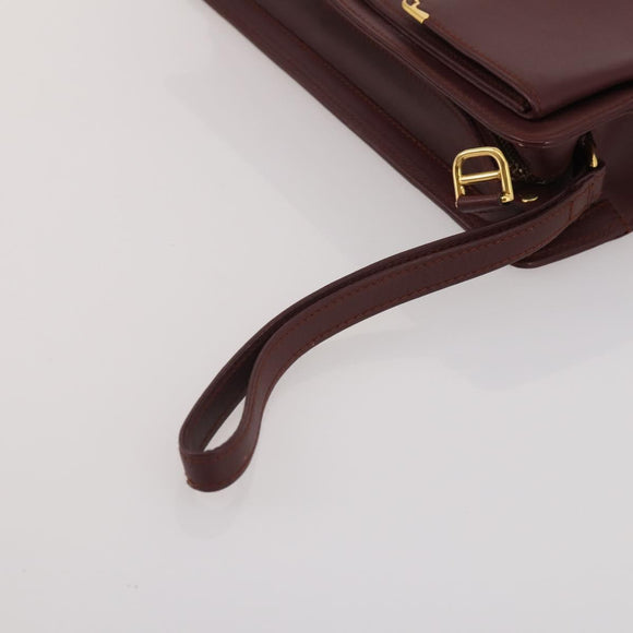CARTIER Must Line Shoulder Bag Leather 2 Set Bordeaux Gold Auth BA15738