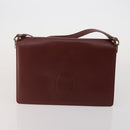 CARTIER Must Line Shoulder Bag Leather 2 Set Bordeaux Gold Auth BA15738-2