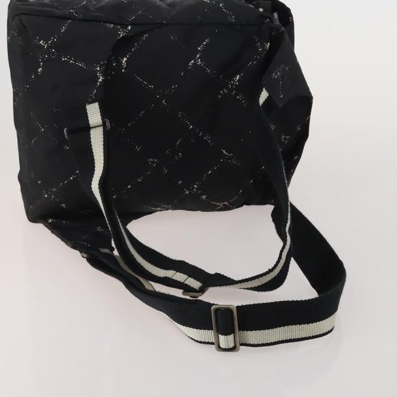 CHANEL New Travel Line Backpack Nylon Black CC Auth BA15739