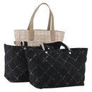 CHANEL New Travel Line Tote Bag Nylon 3 Set Black Beige CC Auth BA15740-1