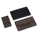 LOUIS VUITTON Damier Ebene Epi Monogram Wallet 3 Set Black LV Auth BA15750-1