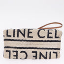 CELINE Small Cabas Tice Hand Bag Canvas 2way White Gold Auth BA15751-11