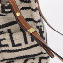 CELINE Small Cabas Tice Hand Bag Canvas 2way White Gold Auth BA15751-16