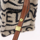 CELINE Small Cabas Tice Hand Bag Canvas 2way White Gold Auth BA15751-17