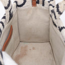 CELINE Small Cabas Tice Hand Bag Canvas 2way White Gold Auth BA15751-20