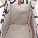 CELINE Small Cabas Tice Hand Bag Canvas 2way White Gold Auth BA15751-21