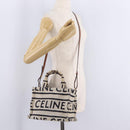 CELINE Small Cabas Tice Hand Bag Canvas 2way White Gold Auth BA15751-24