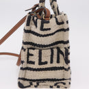 CELINE Small Cabas Tice Hand Bag Canvas 2way White Gold Auth BA15751-4