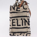 CELINE Small Cabas Tice Hand Bag Canvas 2way White Gold Auth BA15751-5