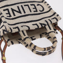 CELINE Small Cabas Tice Hand Bag Canvas 2way White Gold Auth BA15751-6