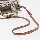 CELINE Small Cabas Tice Hand Bag Canvas 2way White Gold Auth BA15751-9
