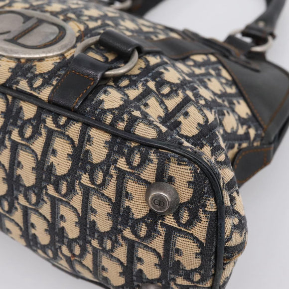 Christian Dior Trotter Canvas Hand Bag Navy Silver Auth BA15752
