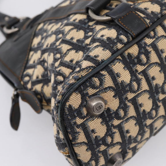 Christian Dior Trotter Canvas Hand Bag Navy Silver Auth BA15752