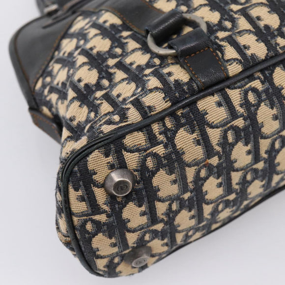 Christian Dior Trotter Canvas Hand Bag Navy Silver Auth BA15752