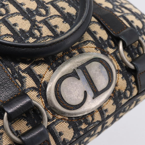 Christian Dior Trotter Canvas Hand Bag Navy Silver Auth BA15752