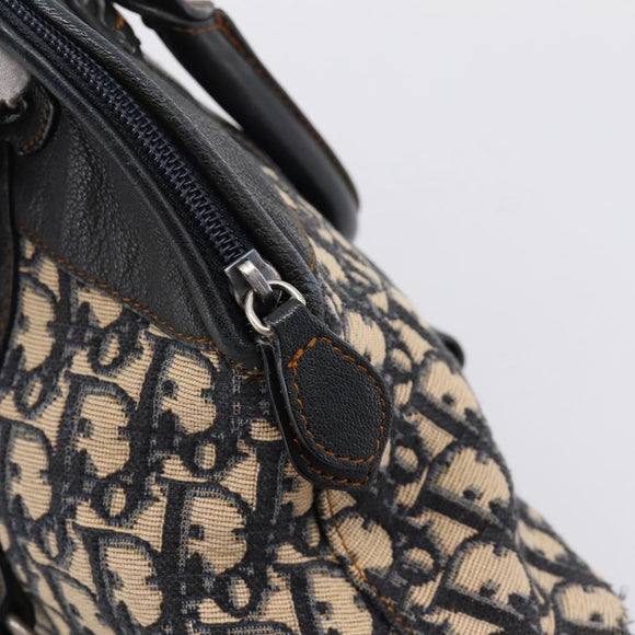 Christian Dior Trotter Canvas Hand Bag Navy Silver Auth BA15752