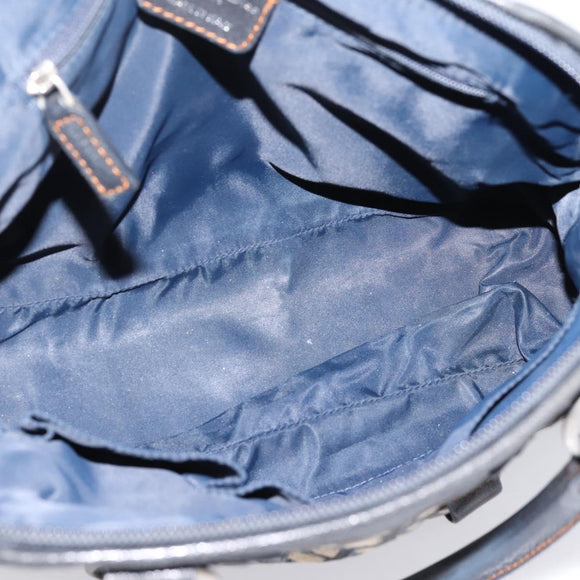 Christian Dior Trotter Canvas Hand Bag Navy Silver Auth BA15752