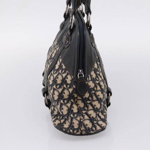 Christian Dior Trotter Canvas Hand Bag Navy Silver Auth BA15752