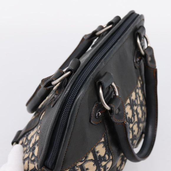 Christian Dior Trotter Canvas Hand Bag Navy Silver Auth BA15752