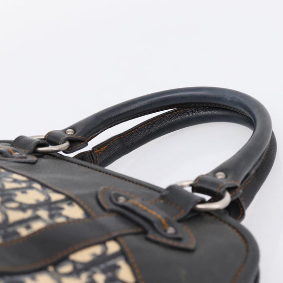 Christian Dior Trotter Canvas Hand Bag Navy Silver Auth BA15752