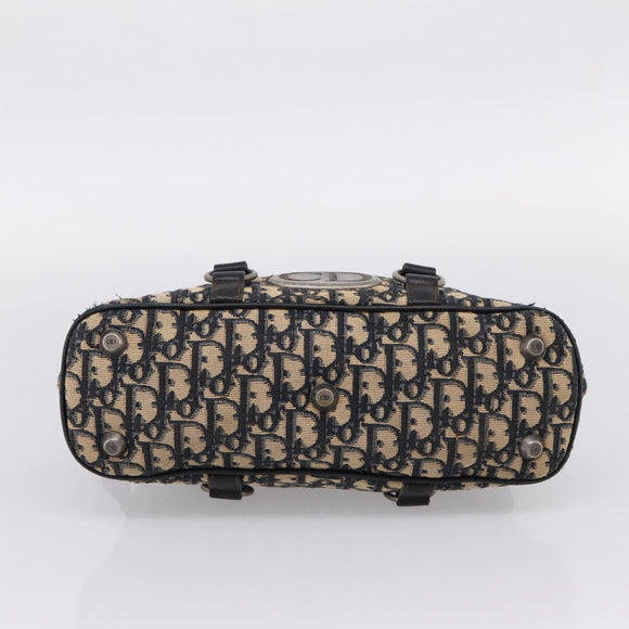 Christian Dior Trotter Canvas Hand Bag Navy Silver Auth BA15752