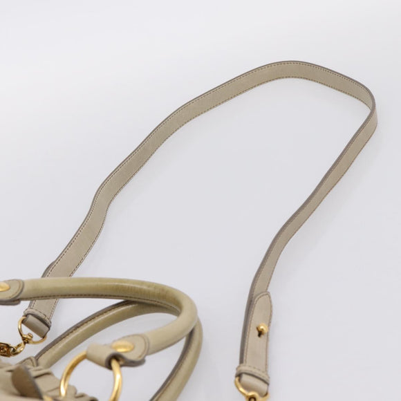 Miu Miu Hand Bag Leather 2way Beige Gold Auth BA15753V