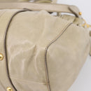 Miu Miu Hand Bag Leather 2way Beige Gold Auth BA15753V-18